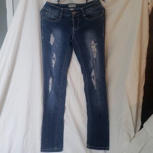 Distressed Dark Wash Skinny Jeans (Junior)